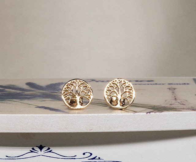 Gold Plated Sterling Silver Tree Stud Earrings Gold Plated Sterling Silver Tree Stud Earrings