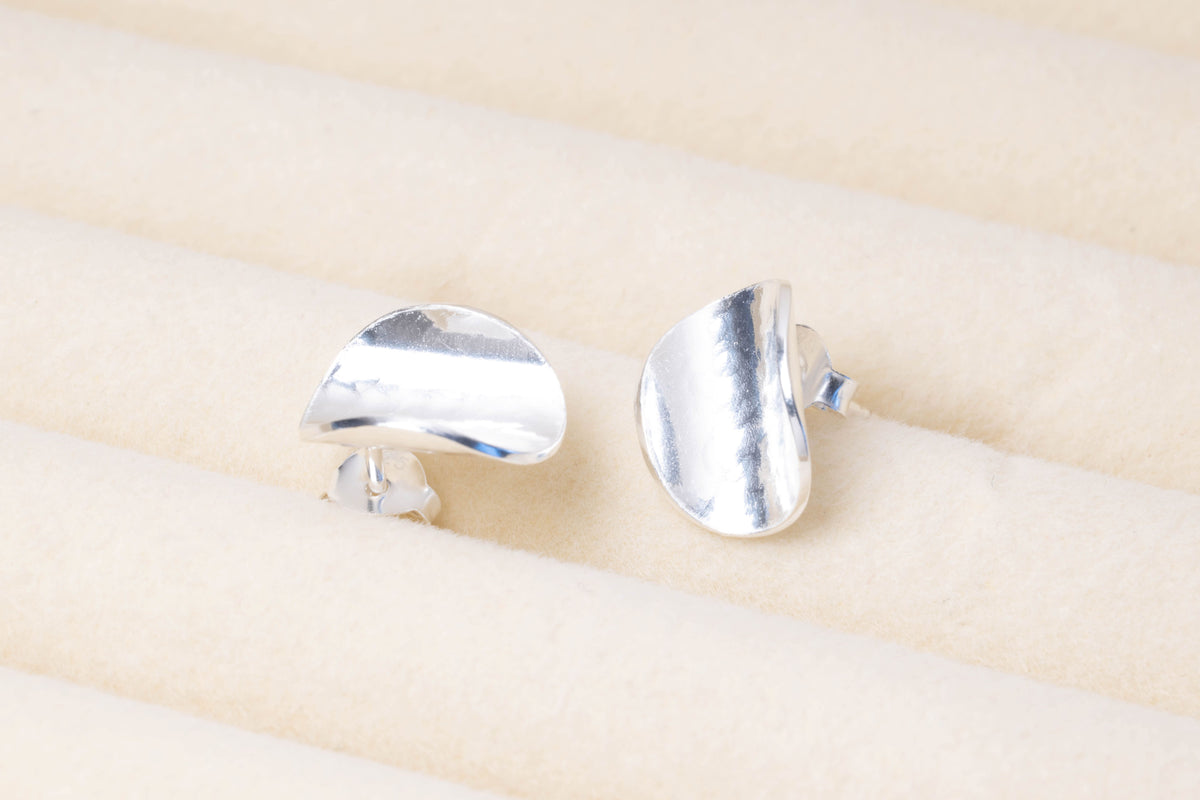 Circle Statement Silver Earrings