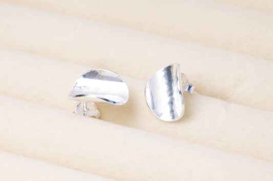 Circle Statement Silver Earrings