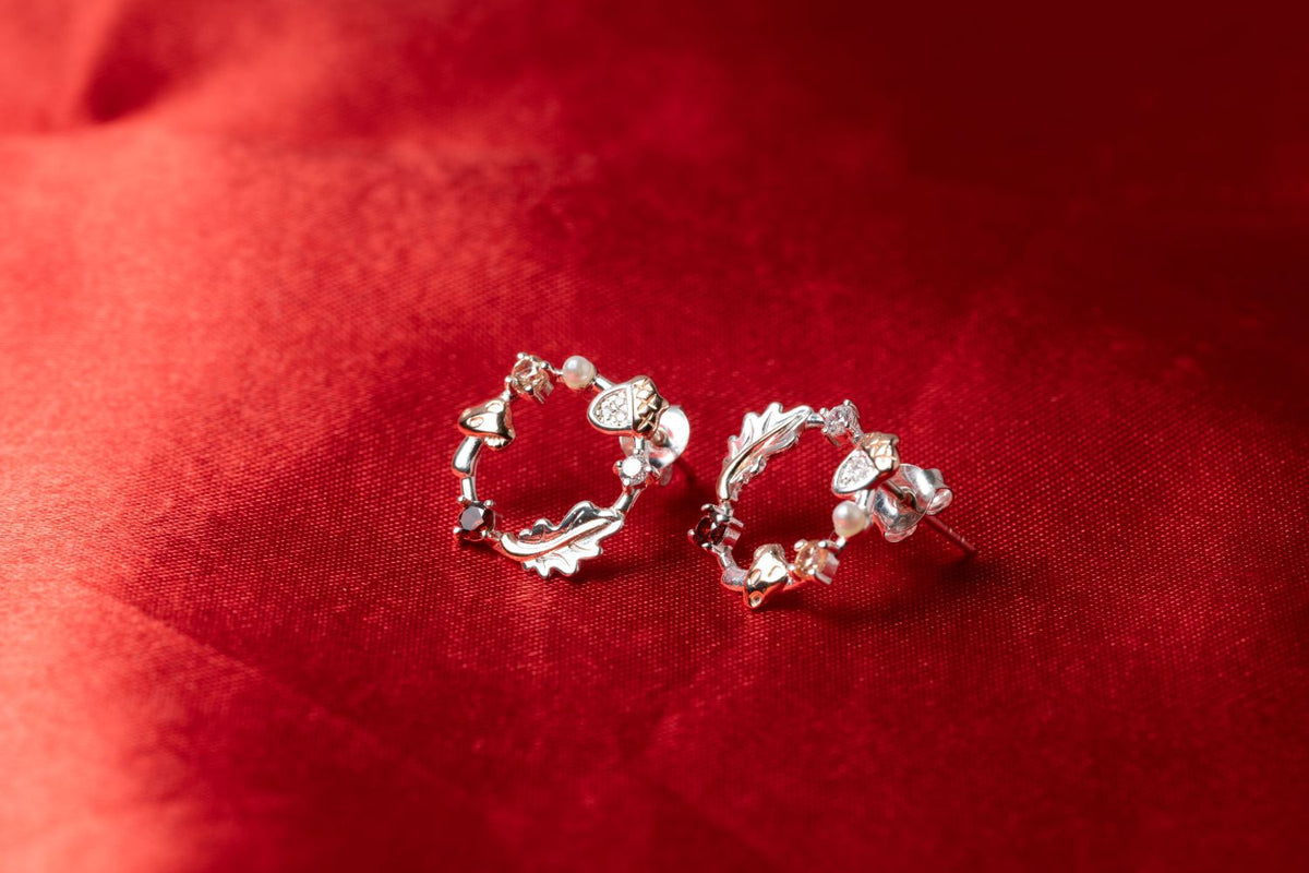 Wine Leaves Silver Earrings