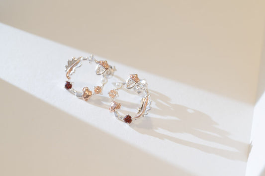Wine Leaves Silver Earrings